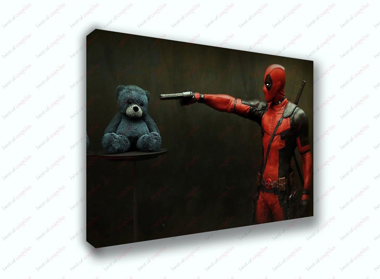 Deadpool VS Teddy Bear Marvel Comic Poster Canvas Print Art Home Decor Wall Art