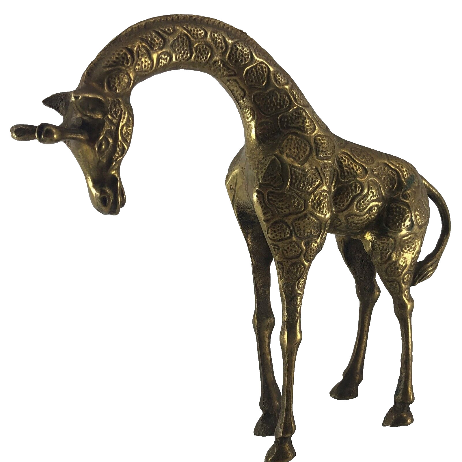 Vintage Poured Brass Giraffe Figurine Statue Curved Neck 8\