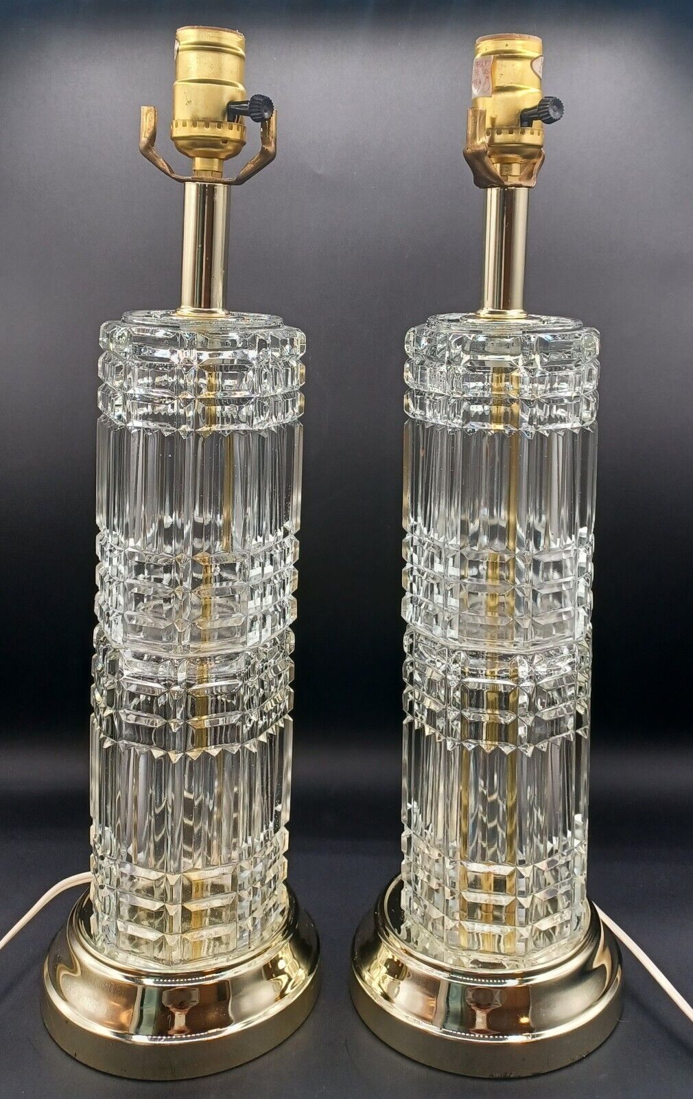 Pair Of Vintage Crystal Table Lamps 27