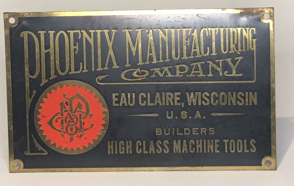 Vintage Phoenix Manufacturing Company Brass Sign