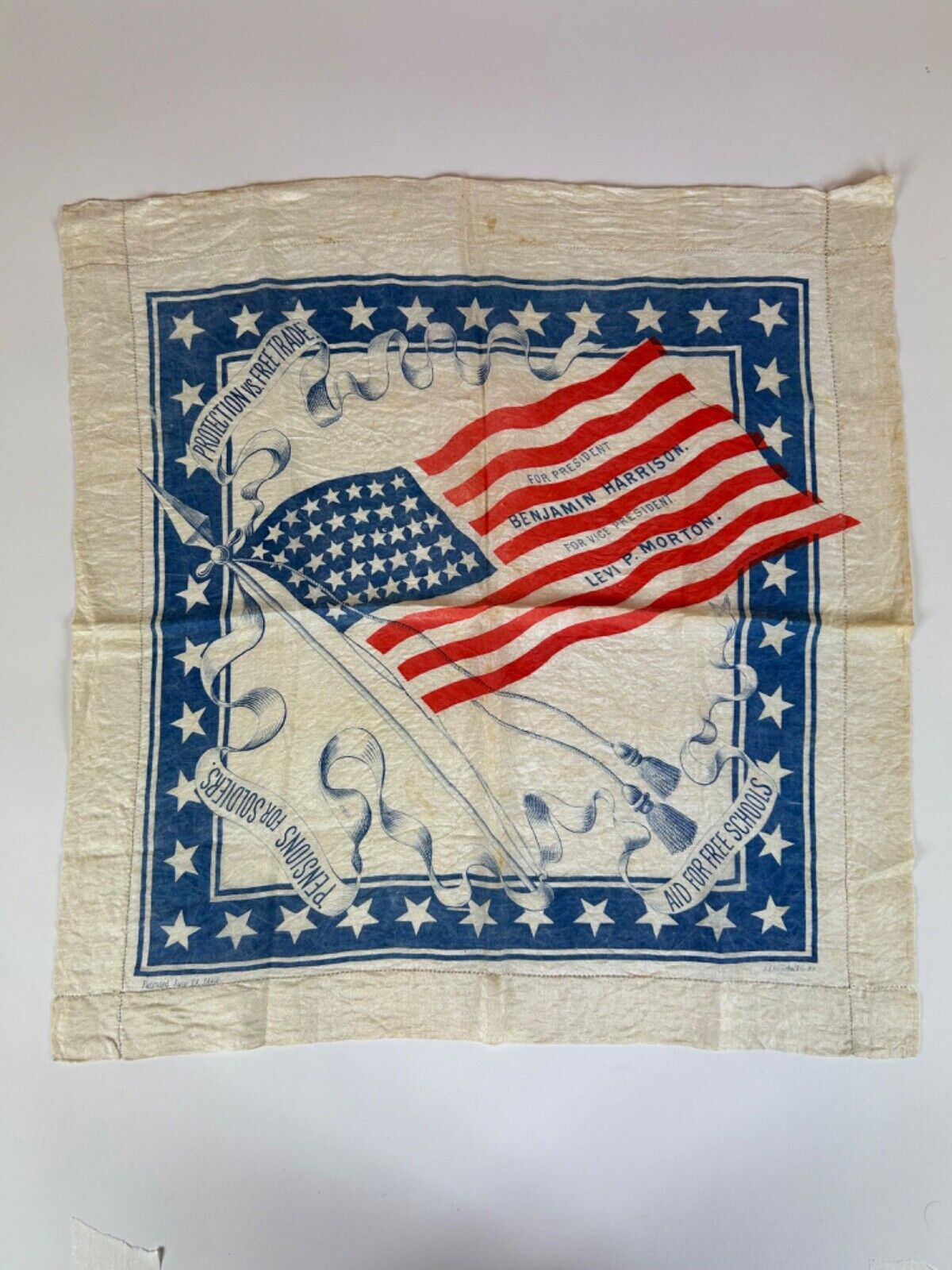 1888 Benjamin Harrison Presidential Campaign Bandana Flag