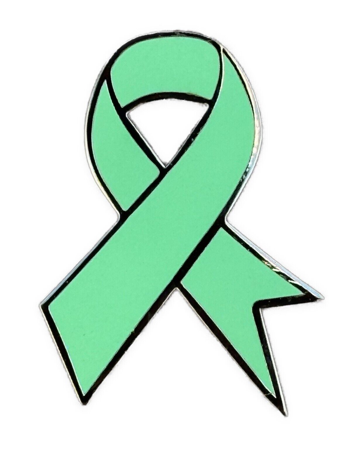 Genetic Disorders Awareness Mint Green Enamel Ribbon 35mm Lapel Pin Badge