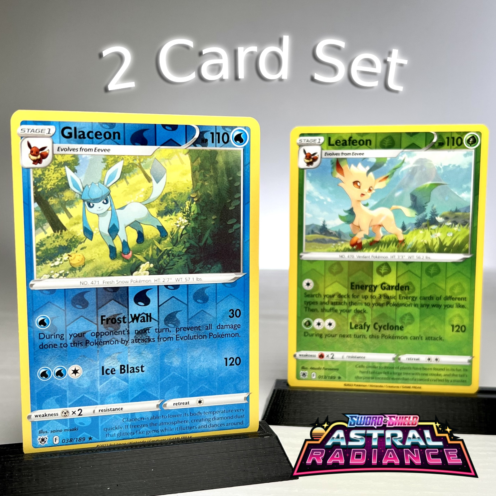 Glaceon & Leafeon Astral Radiance Pokemon TCG Cards - Holo Rare Set - MINT