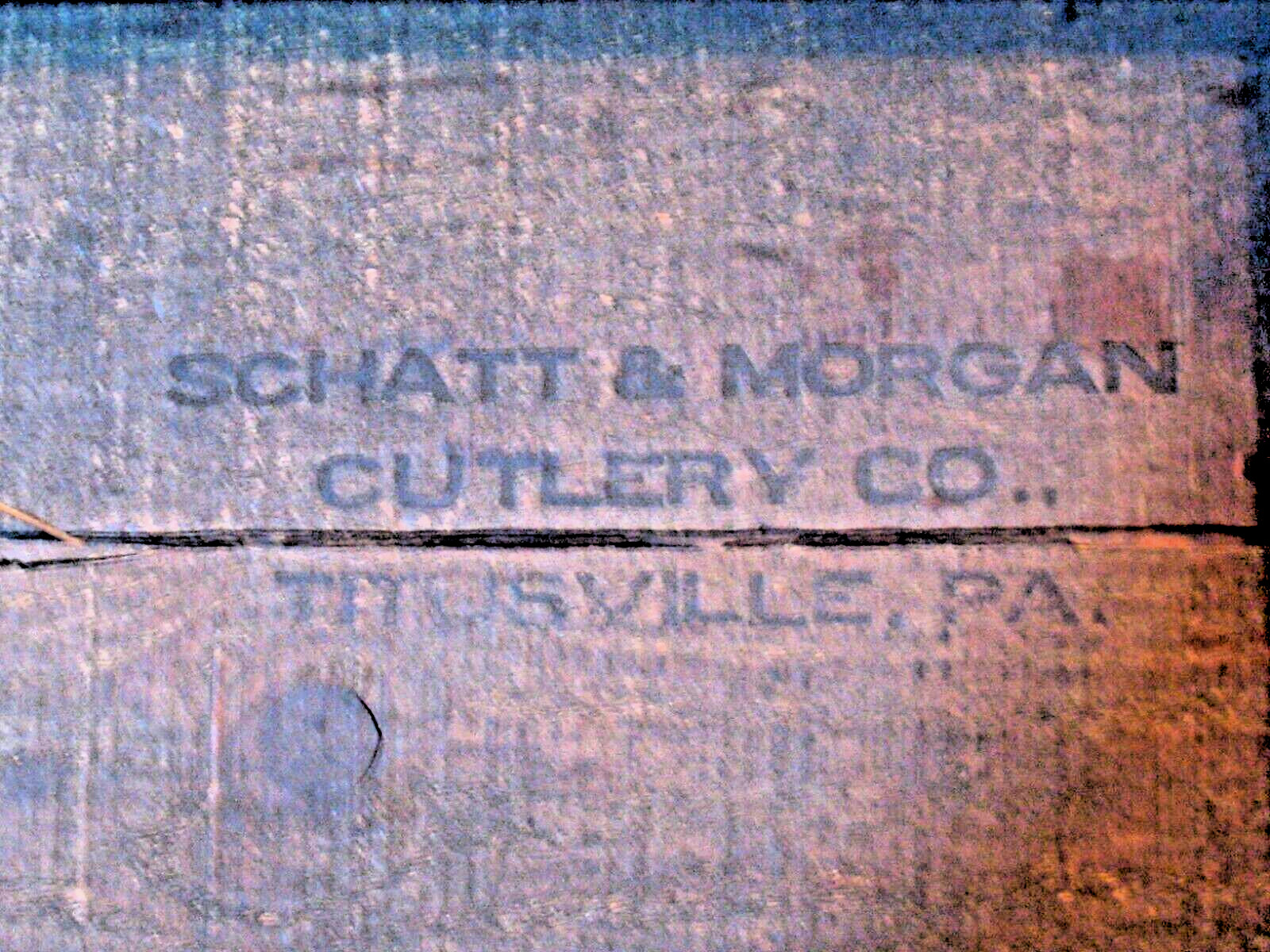 Vtg RARE SCHATT & MORGAN CUT CO TITUSVILLE Pa. Shipping Advertising Crate Box