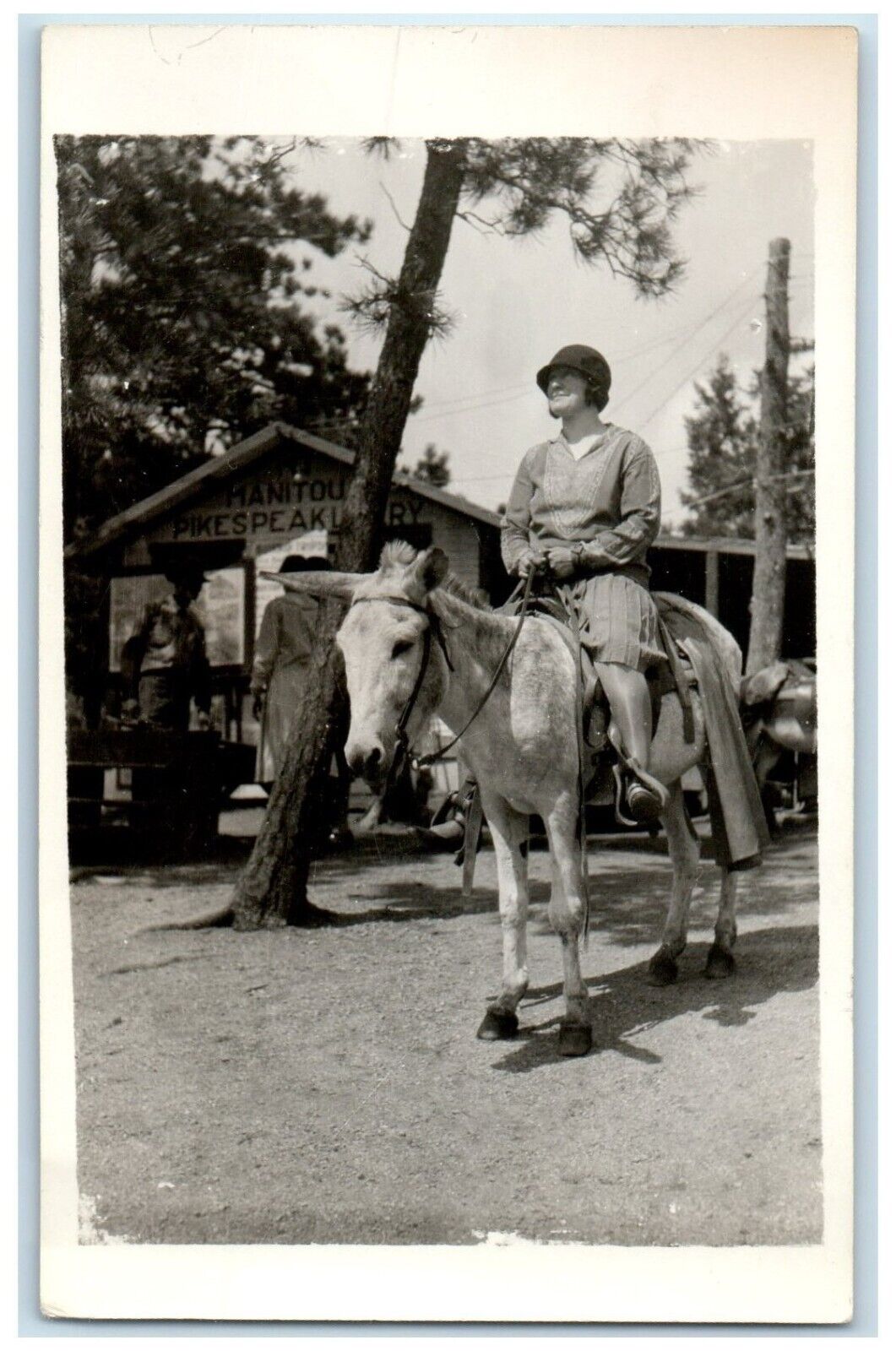 c1930's Manitou Pikes Peak Woman Riding Horse Manitou CO RPPC Photo Postcard