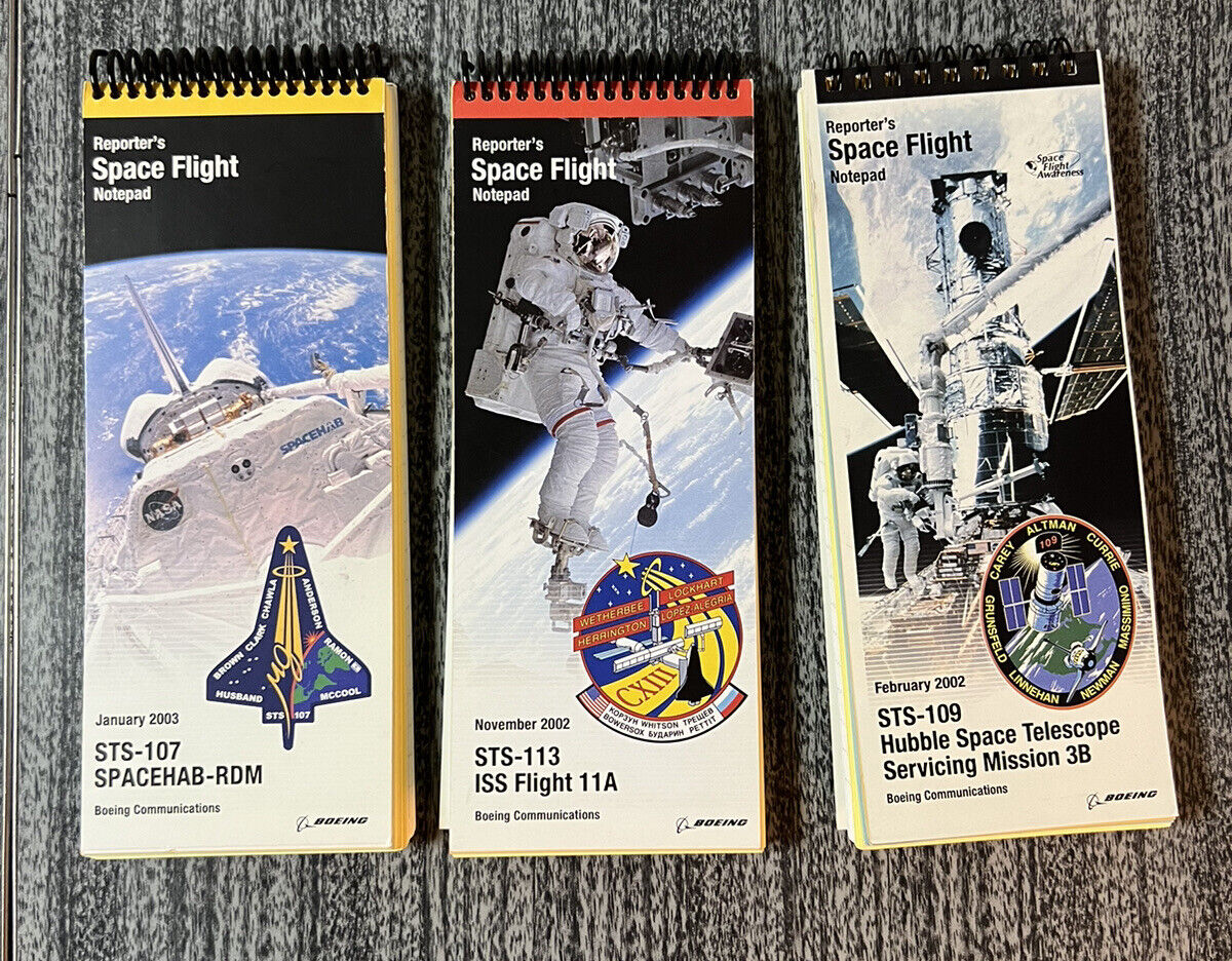 Original NASA Boeing Reporters Space Flight Notepad Lot 3x - Hubble Spacelab ISS