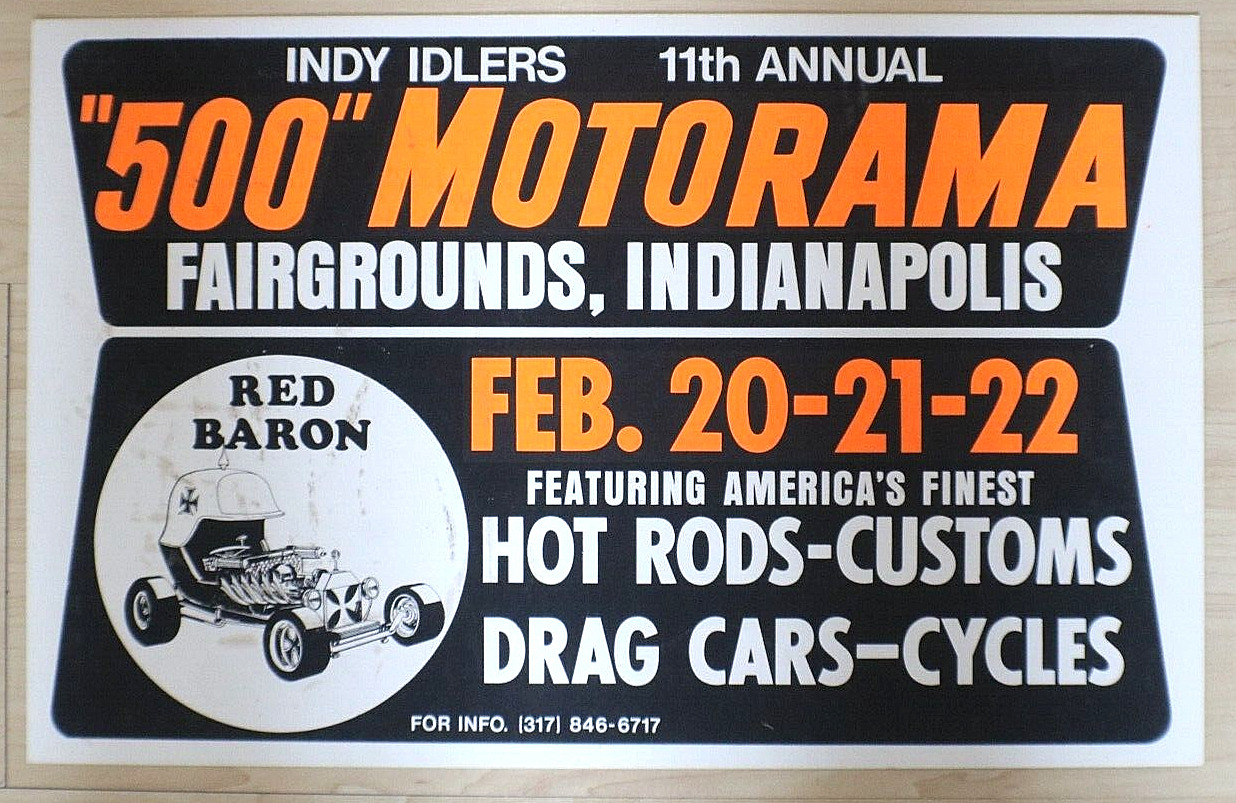 1970 indy idlers 11th annual 500 motorama hot rods customs cars cycles red baron