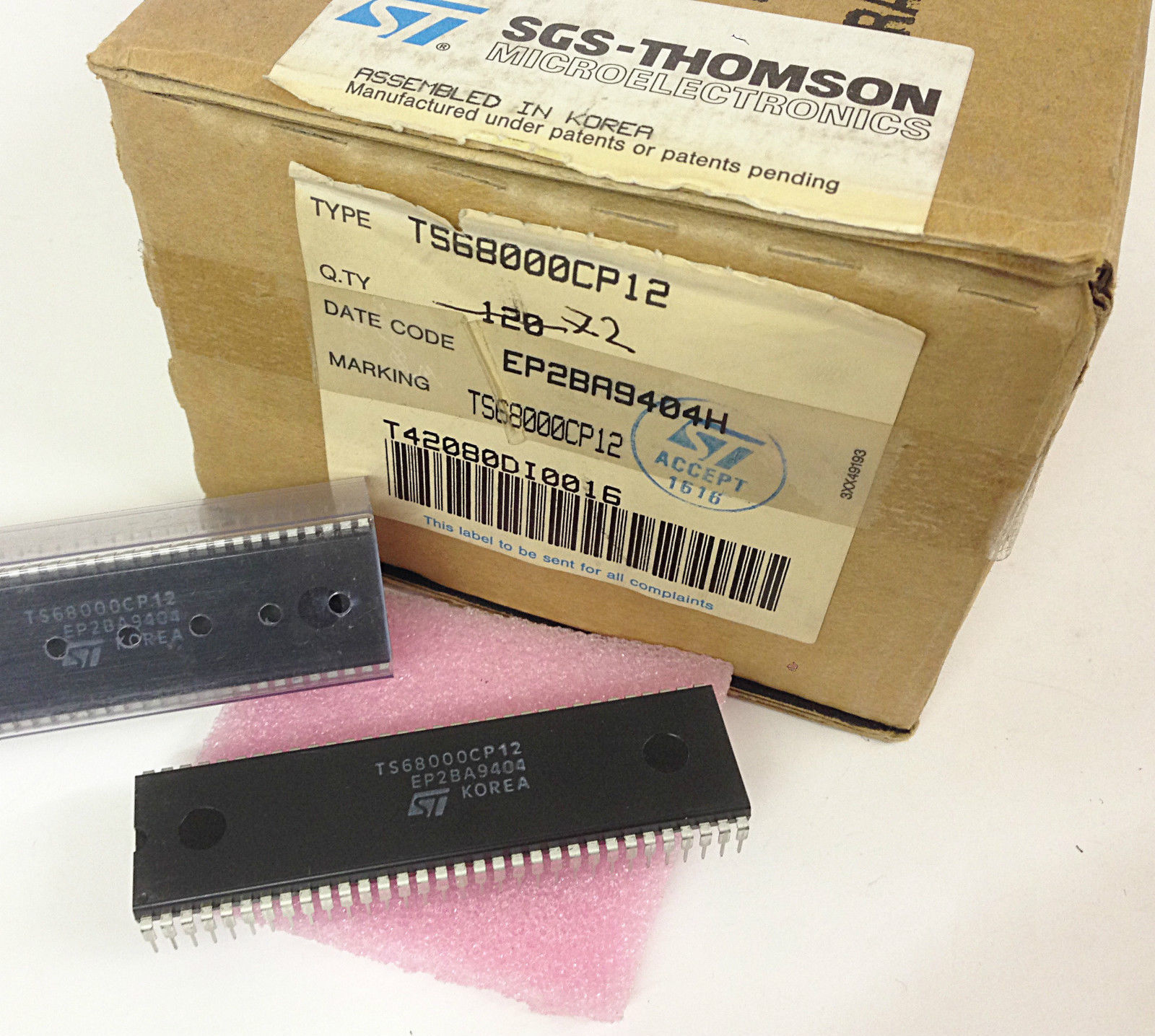 1 piece TS68000CP12 | 12MHz | DIP64 | 68000 | Atari Commodore AMIGA500 A2000 CDT