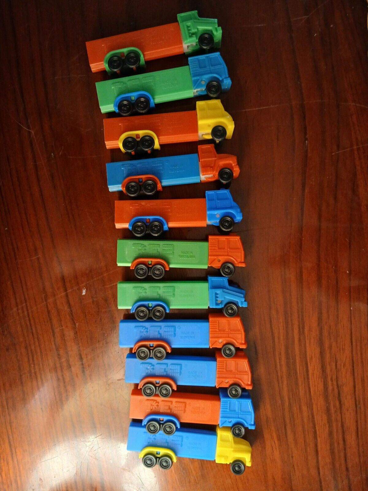 Lot Of 11 Vintage Pez Trucks Red Blue Green Yellow Excellent Condition
