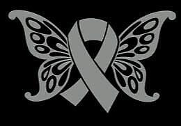 Butterfly Wing Brain Cancer Ribbon Vinyl Decal | Gray | Made in USA by Foxtai...