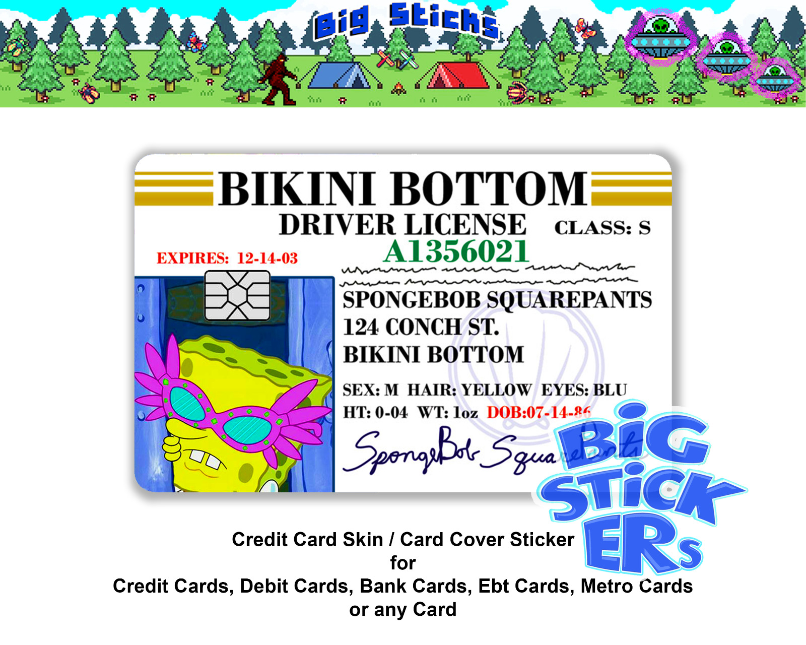 Bikini Bottom Buddies License Credit Card SMART Sticker Skin Cover Sponge Bob
