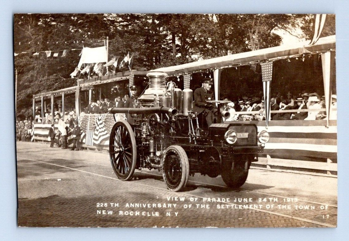 RPPC 1913. NEW ROCHELLE, NY. PARADE JUNE 24TH, FIRE TRUCK. POSTCARD DB44