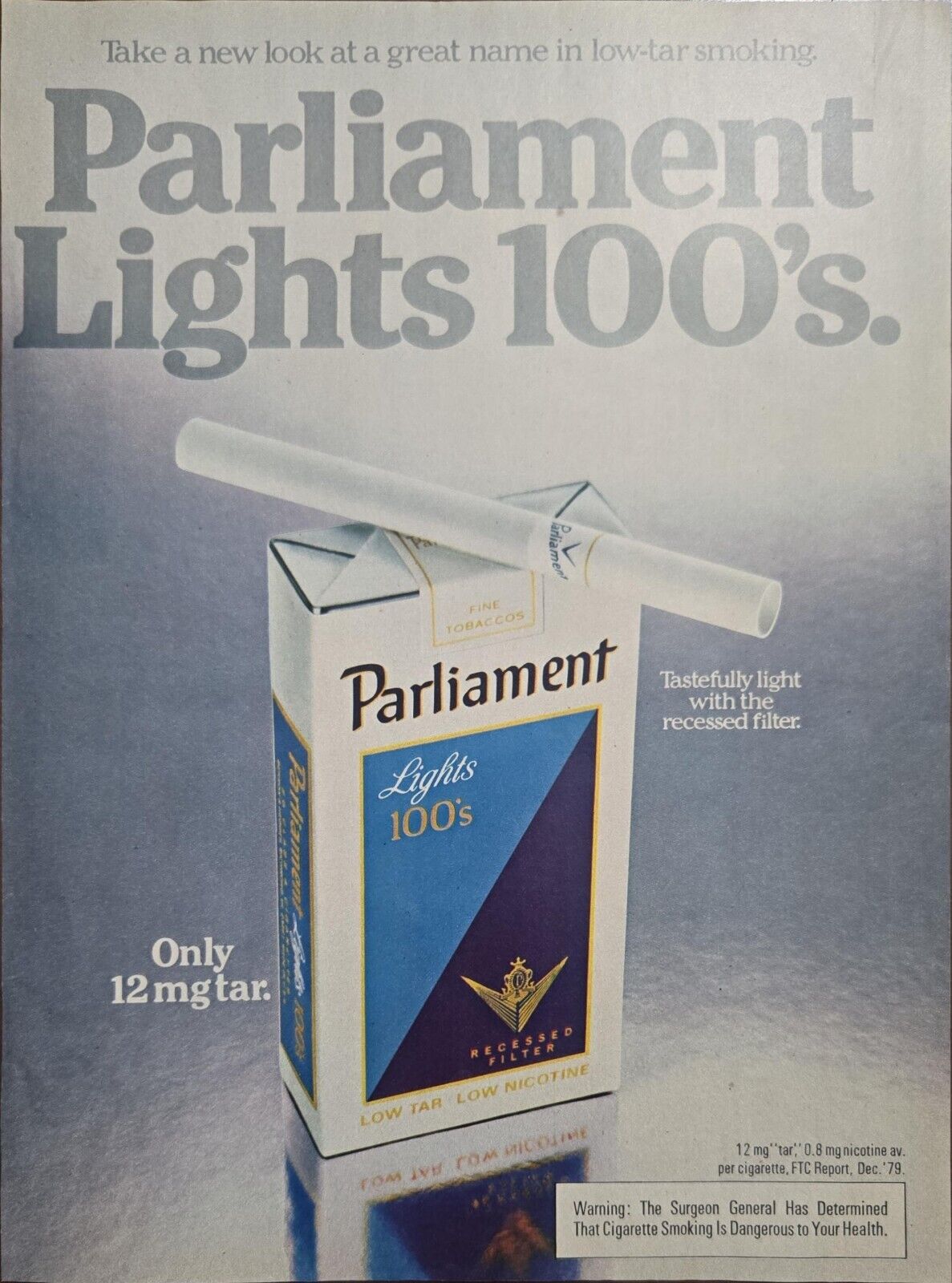 Parliament Cigarettes Lights 100s 1980 Vintage Print Ad Tobacco Tar