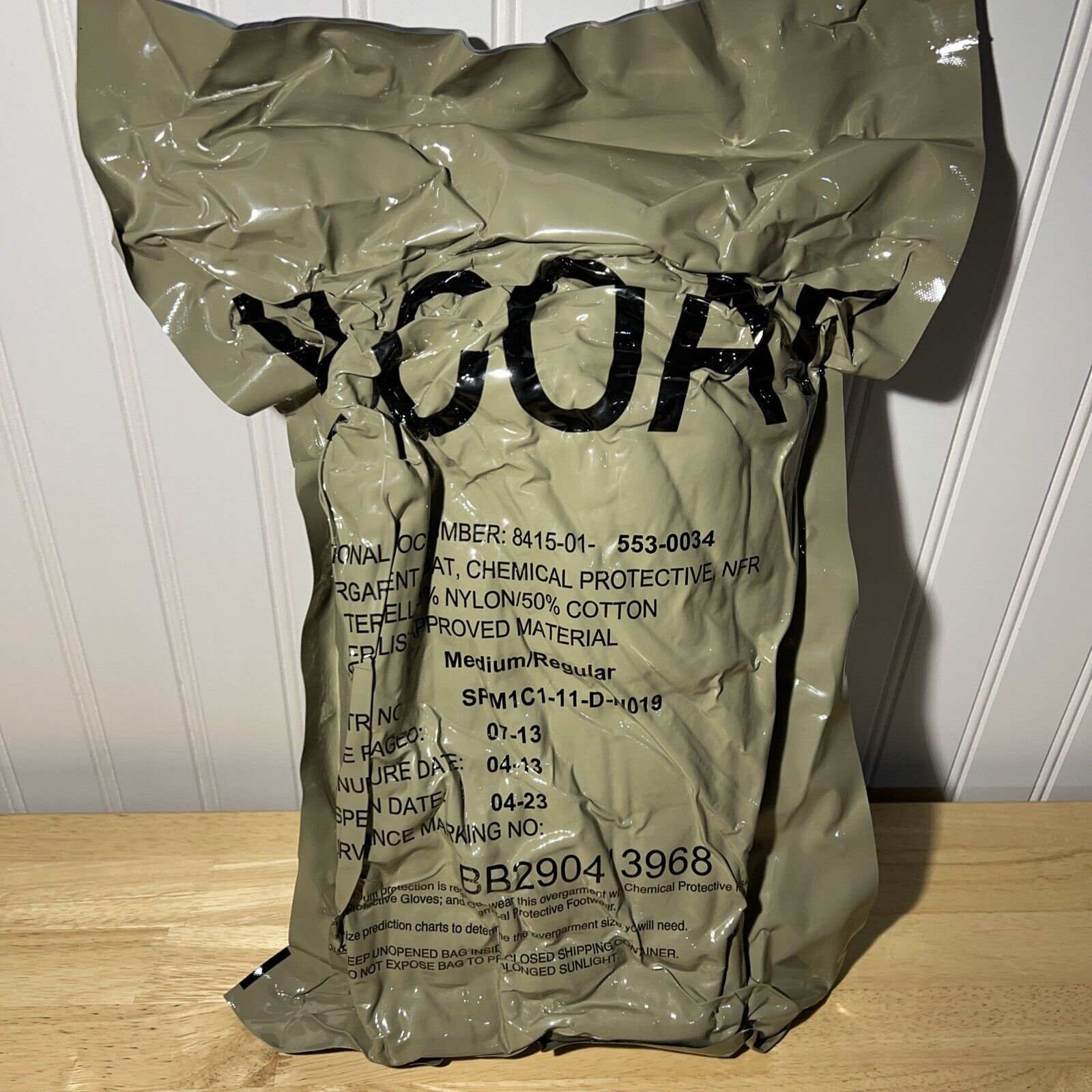 U Coat JSLIST Military Overgarment Coat Chemical Protective SIZE Medium Regular