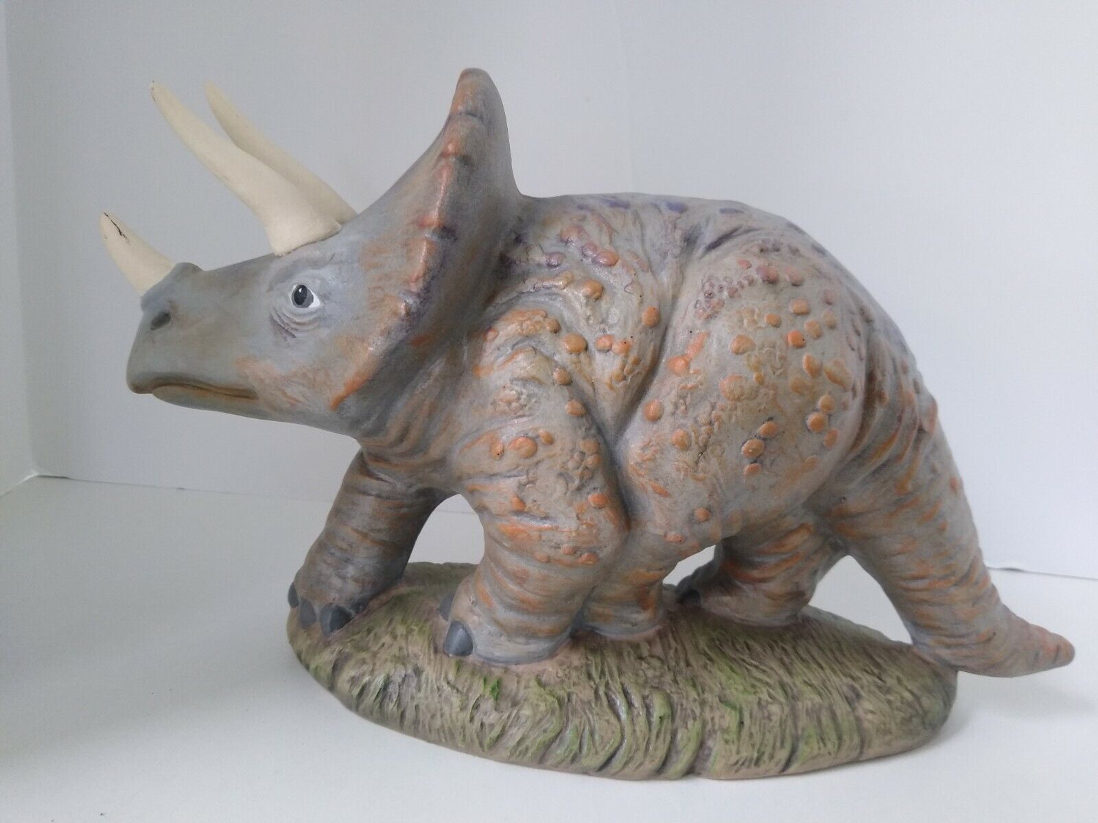 TRICERATOPS Ceramic Figure  Signed 1991 Extinct Fossil Dinosaur Paleontology