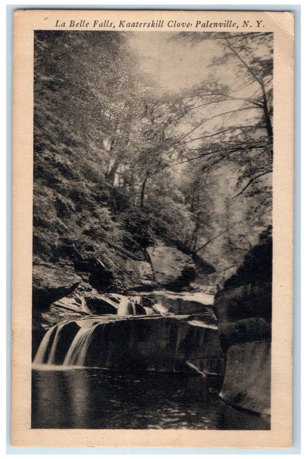 1921 La Belles Falls Kaaterskill Clove River Palenville New York NY Postcard
