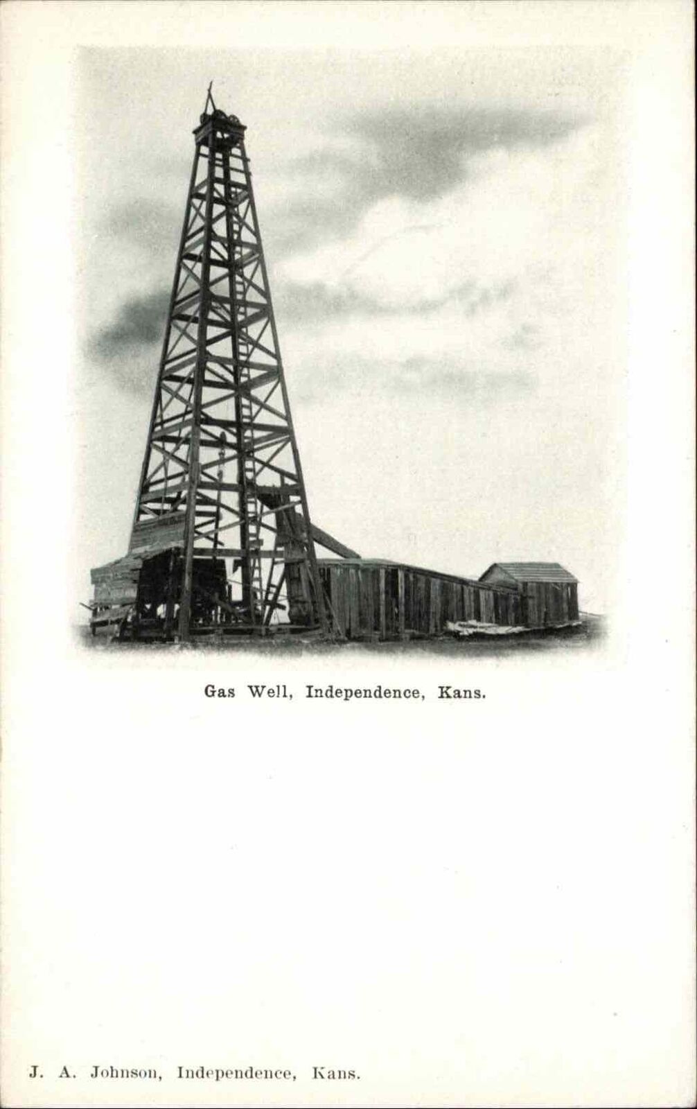 Independence Kansas KS Gas Well Fossil Fuel c1910 Vintage Postcard