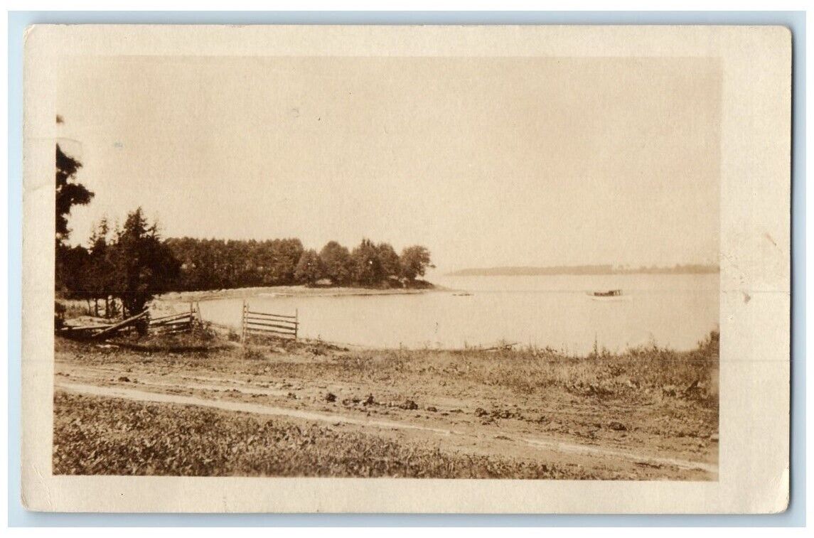 1927 Lake Champlain Boat View Grand Isle Vermont VT RPPC Photo Posted Postcard