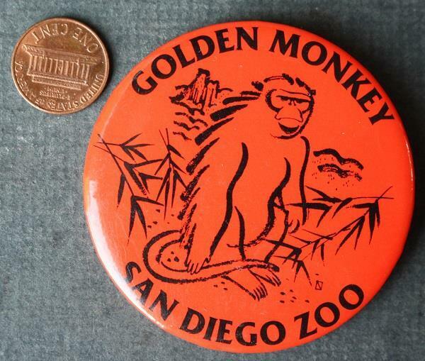 1980s Era California San Diego Zoo Golden Monkey pin On Loan from China-One Died