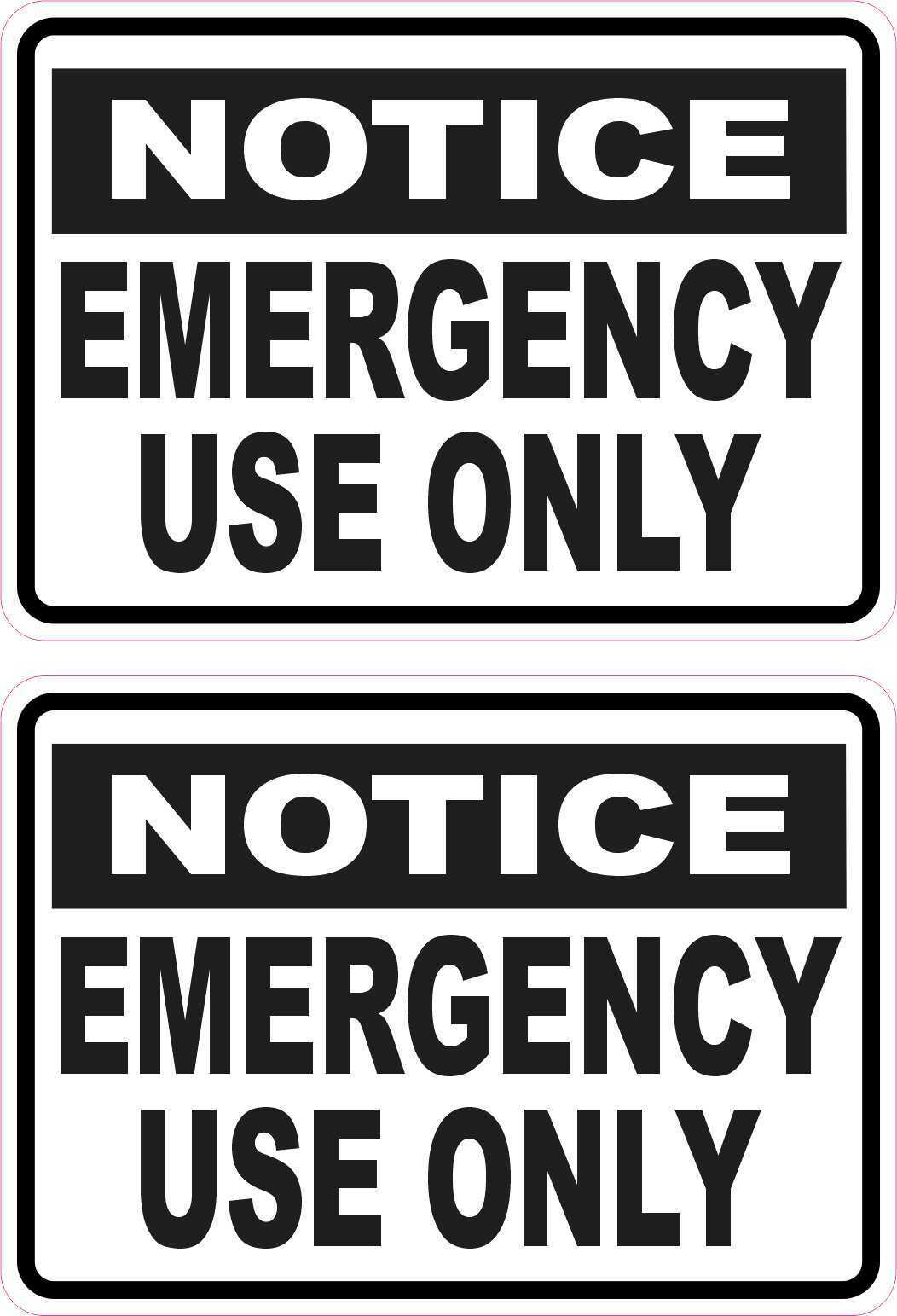 3.5in x 2.5in Emergency Use Only Vinyl Stickers Business Sign Decals