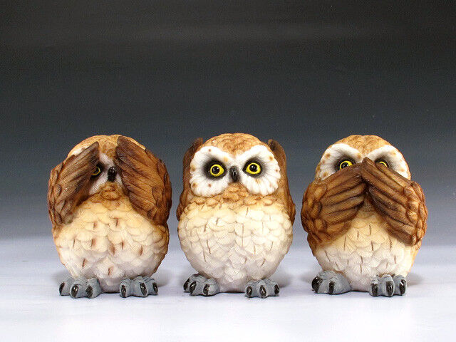 See Hear & Speak No Evil Owl Set Figurine Statue