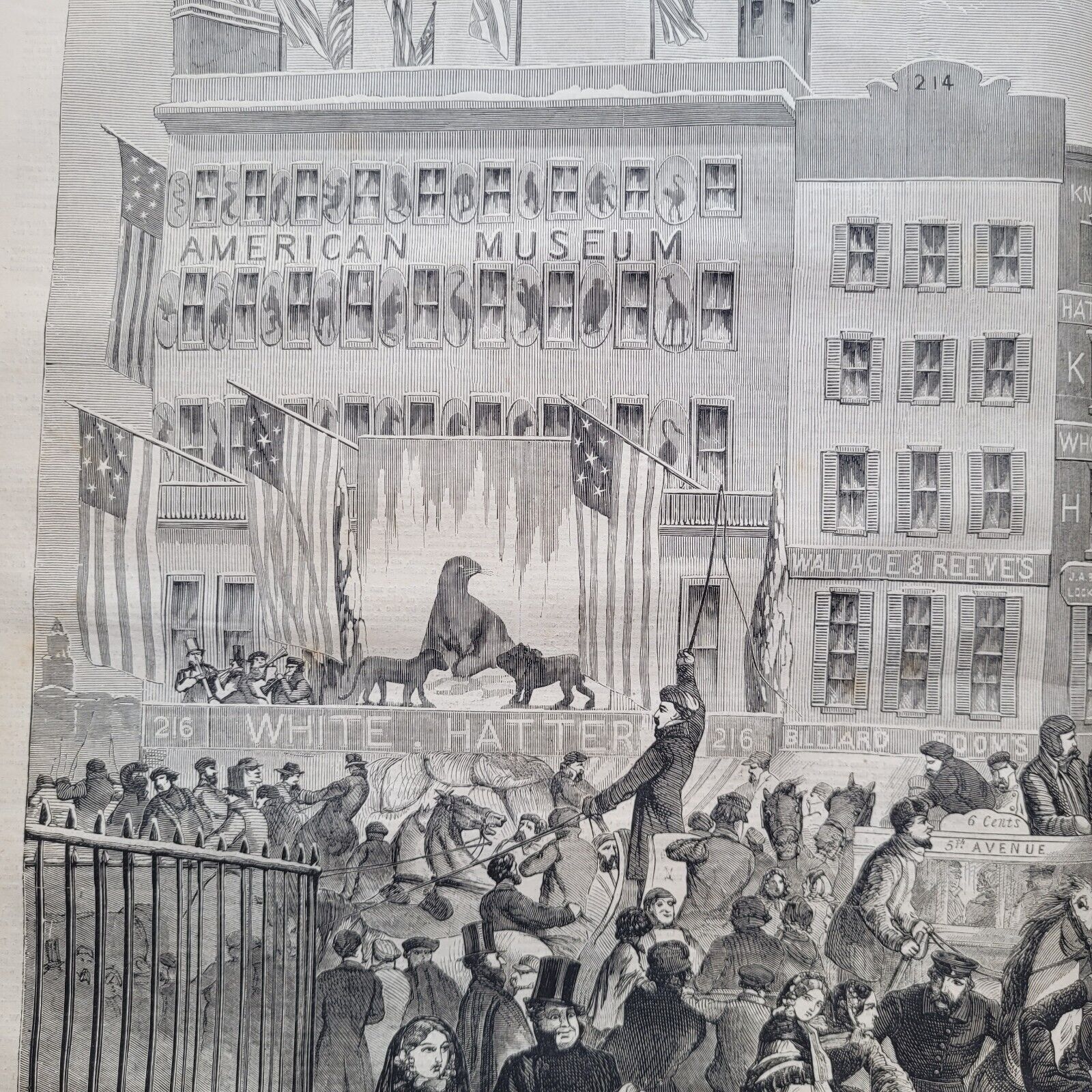 Harper's Weekly 2/18/1860  Broadway St. NYC  P.T. Barnum's American Museum