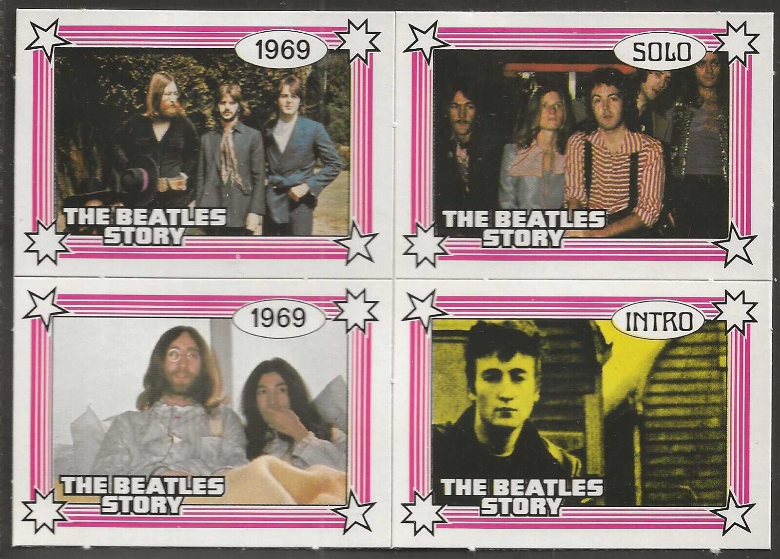 MONTY GUM-THE BEATLES STORY 1970\'S-#656- UNSEPERATED BLOCK OF 4x CARDS