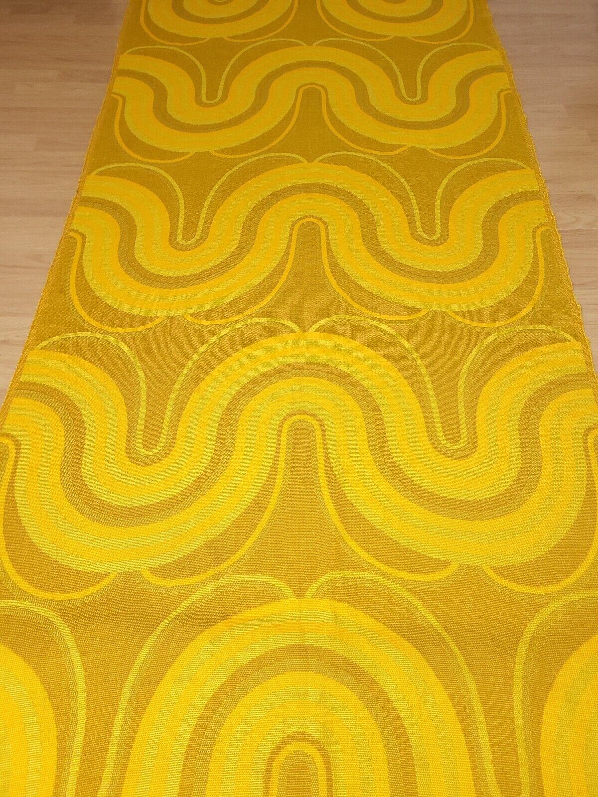 3 meter vintage curtain Fabric mustard yellow Mid Century Pop Art 70s