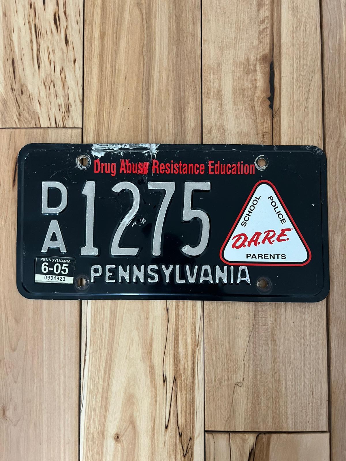 Dare 2005 Pennsylvania Drug Abuse DA 1275 Resistance Education License Plate PA