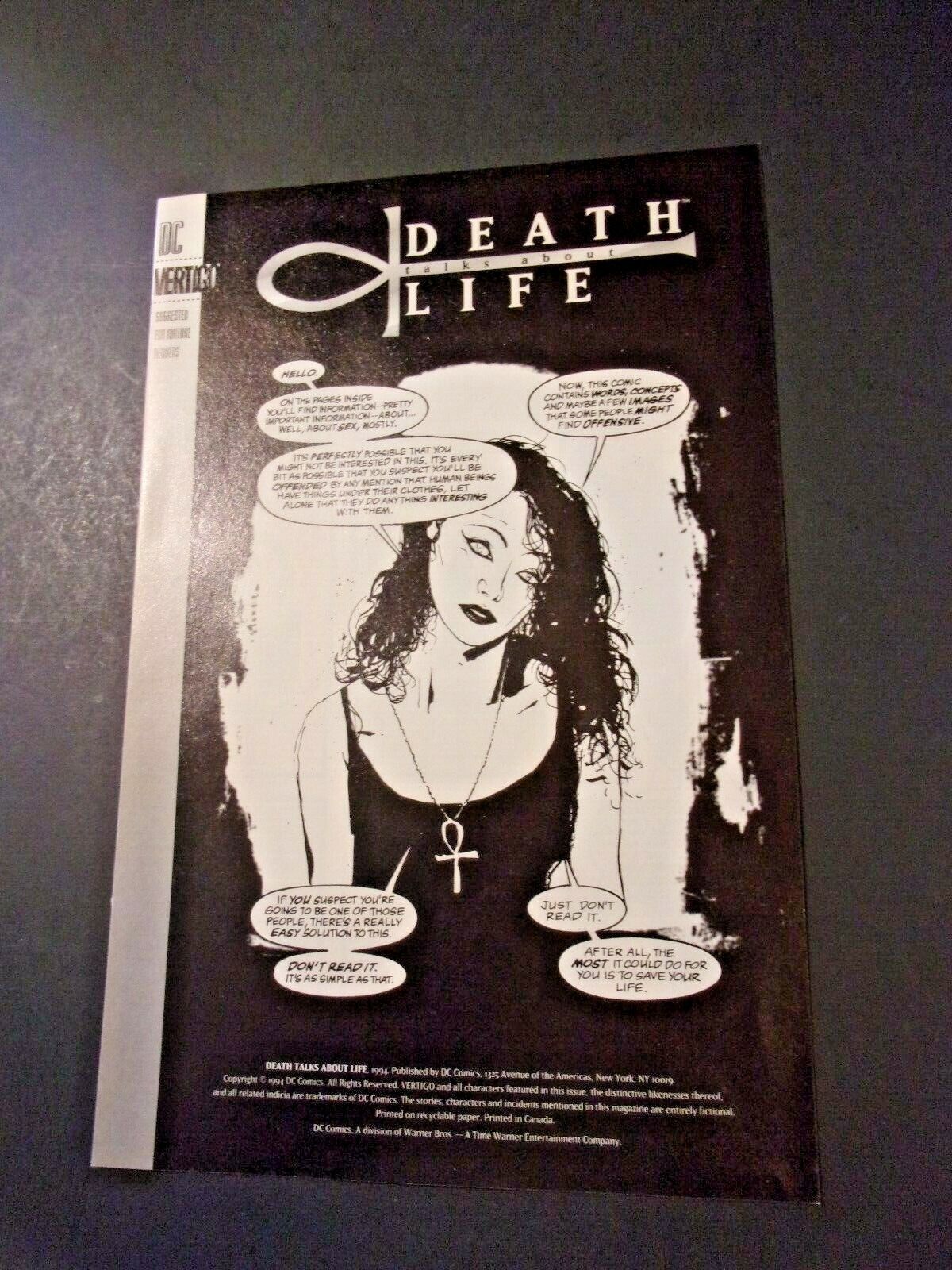 Death Talks About Life #1  HIV AIDS Awarness Promo Neil Gaiman DC Vertigo 1994