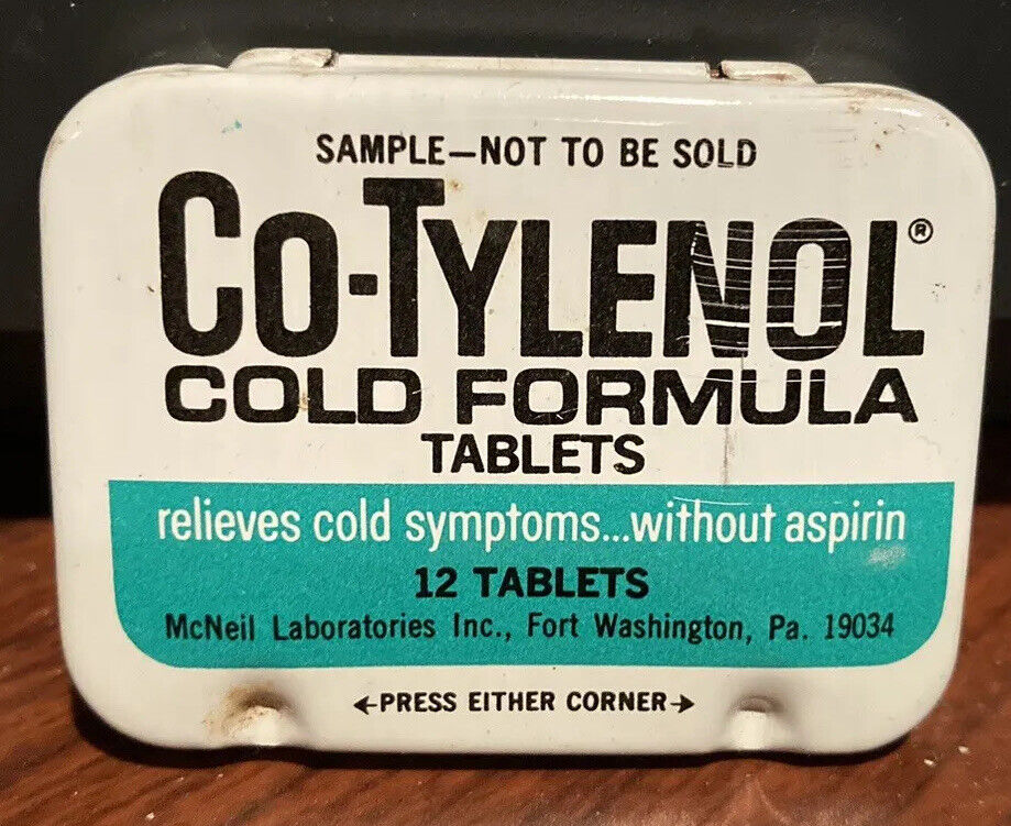 Co-Tylenol Vintage Tin Cold Tablets McNeil Laboratories Ft Washington PA