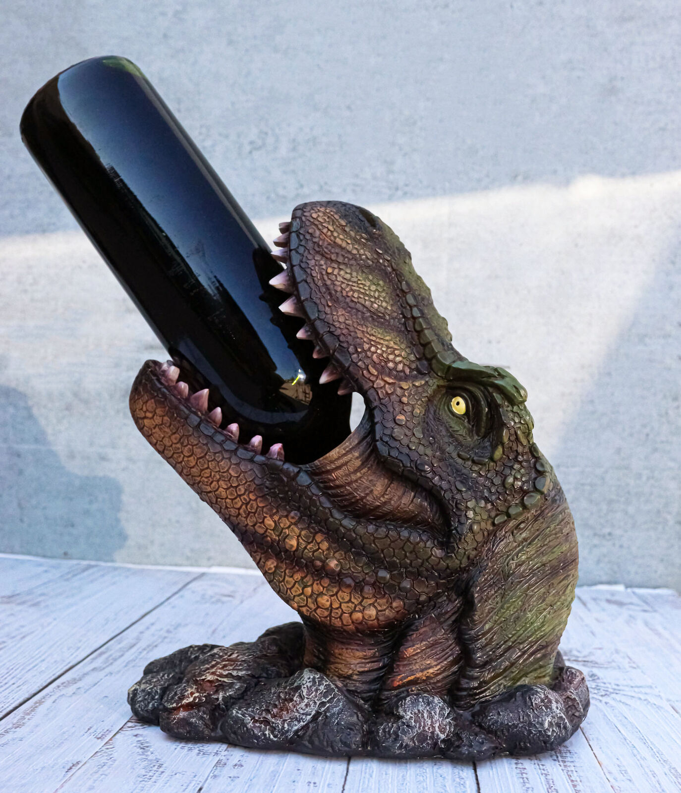 Ebros Large Prehistoric Dinosaur T-Rex Head Wine Bottle Holder 10.75