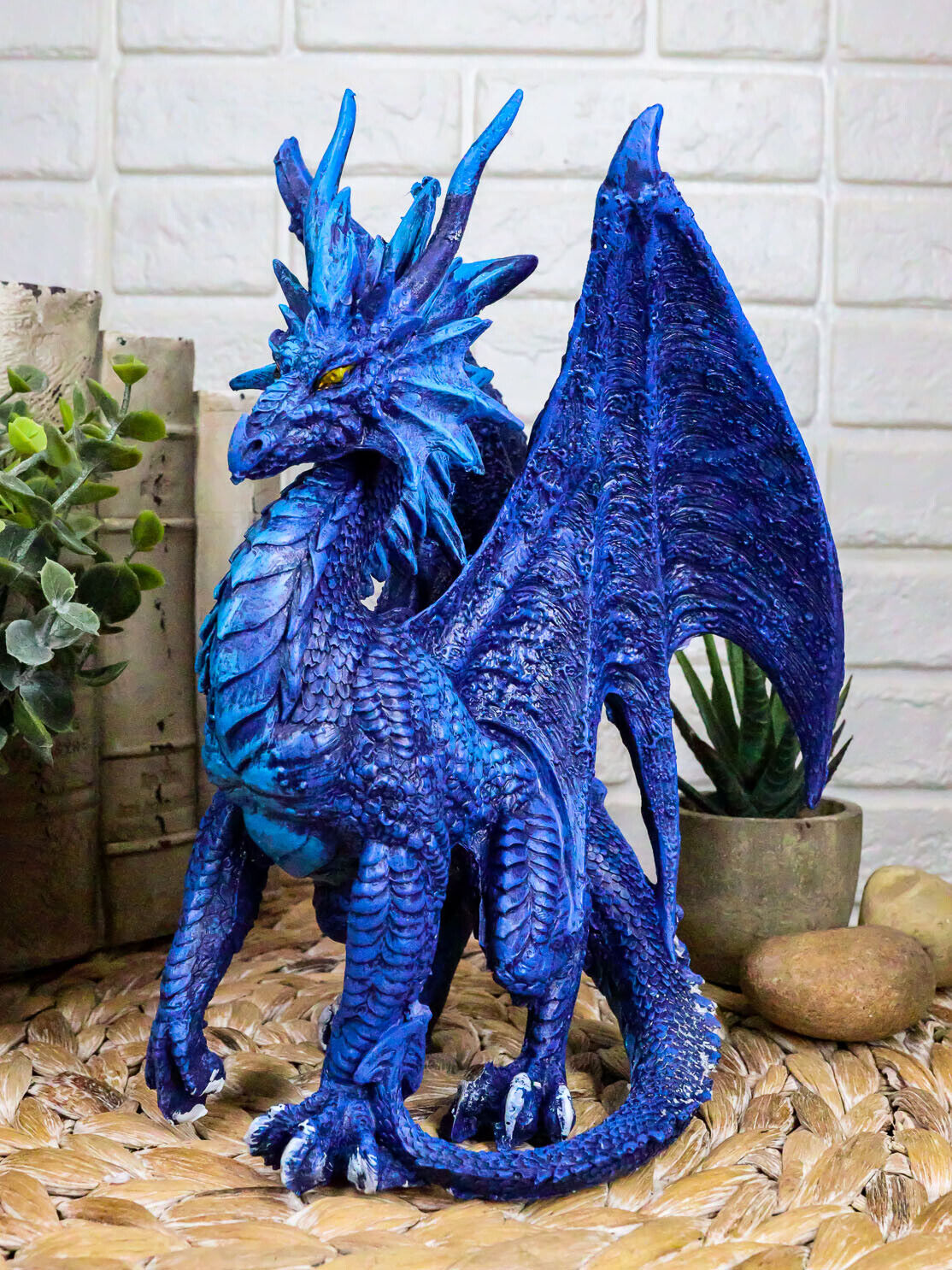 Ruth Thompson Fantasy Blue Check Mate Dragon With Majestic Horns Statue 9\
