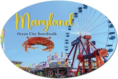 Magnet Me Up Ocean City Maryland Crab Boardwalk Oval Magnet Decal, 4x6 Inches