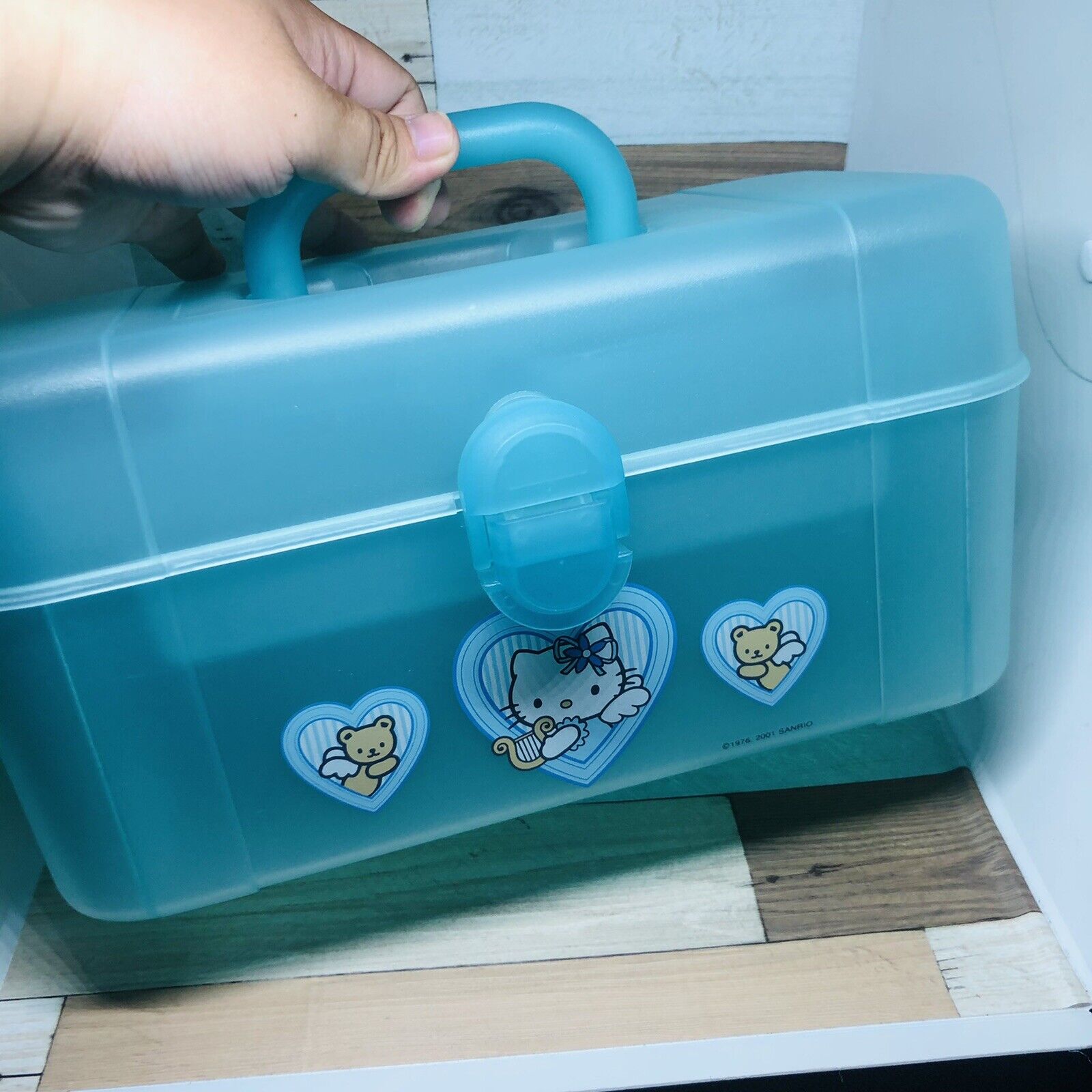 Rare Vintage Sanrio Year 2001 Blue Hello Kitty Angel Case NEW IN BOX
