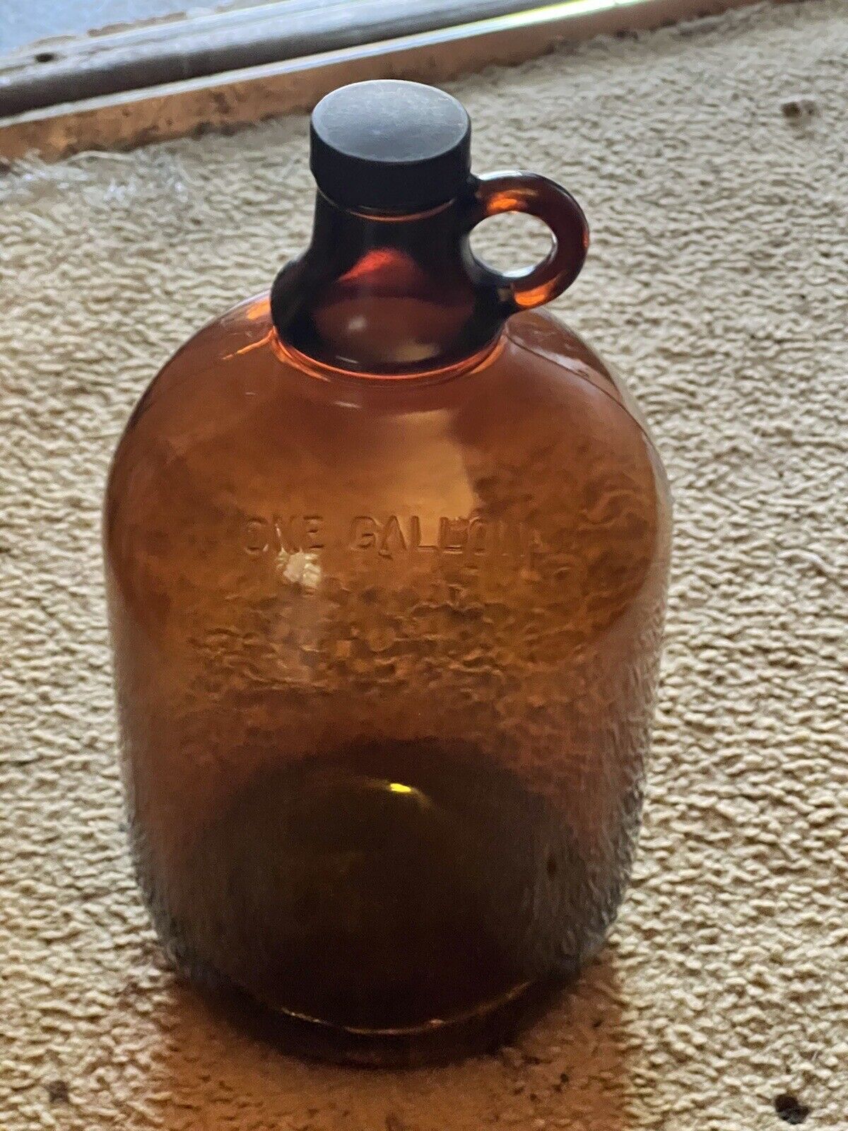Vintage Duraglas One Gallon Jug Brown Amber Glass Embossed Collectible