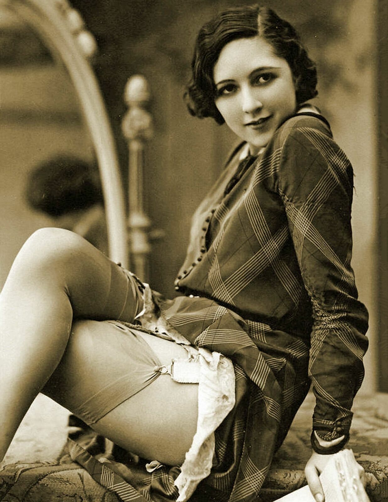 1920 Sexy Lucette Desmoulins Smiling Pretty Girl Old Photo 8.5