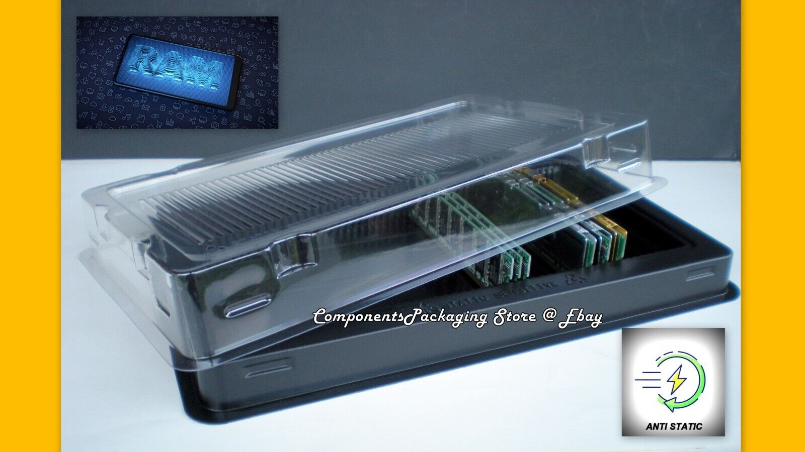 5 - Long DIMM RAM DDR DIMM Packaging Box Container 50 slots Trays fits 250 - New