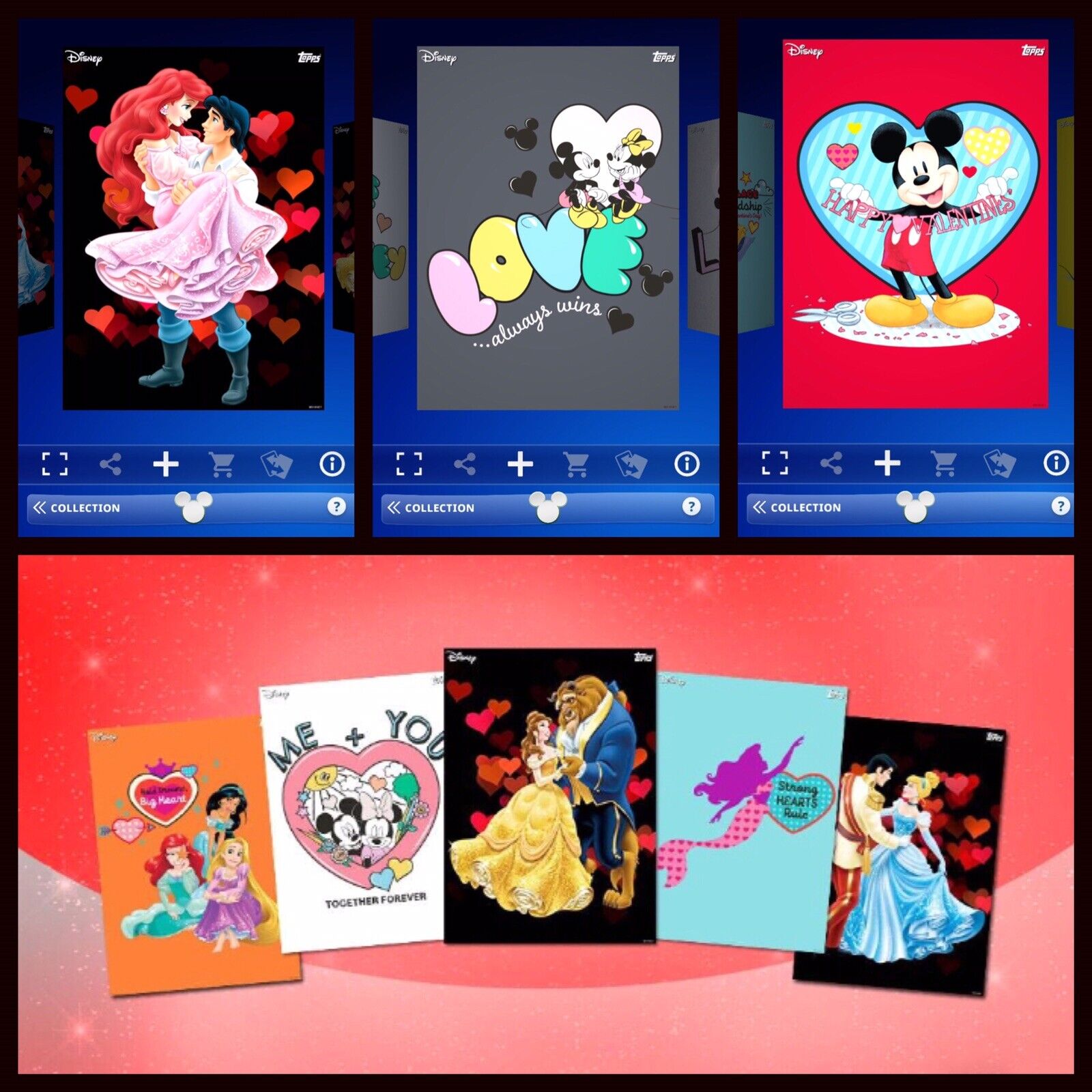 3 AWARDS+VALENTINES DAY 2022 COLLECTION-27 CARD SET-MOTION+TOPPS DISNEY COLLECT