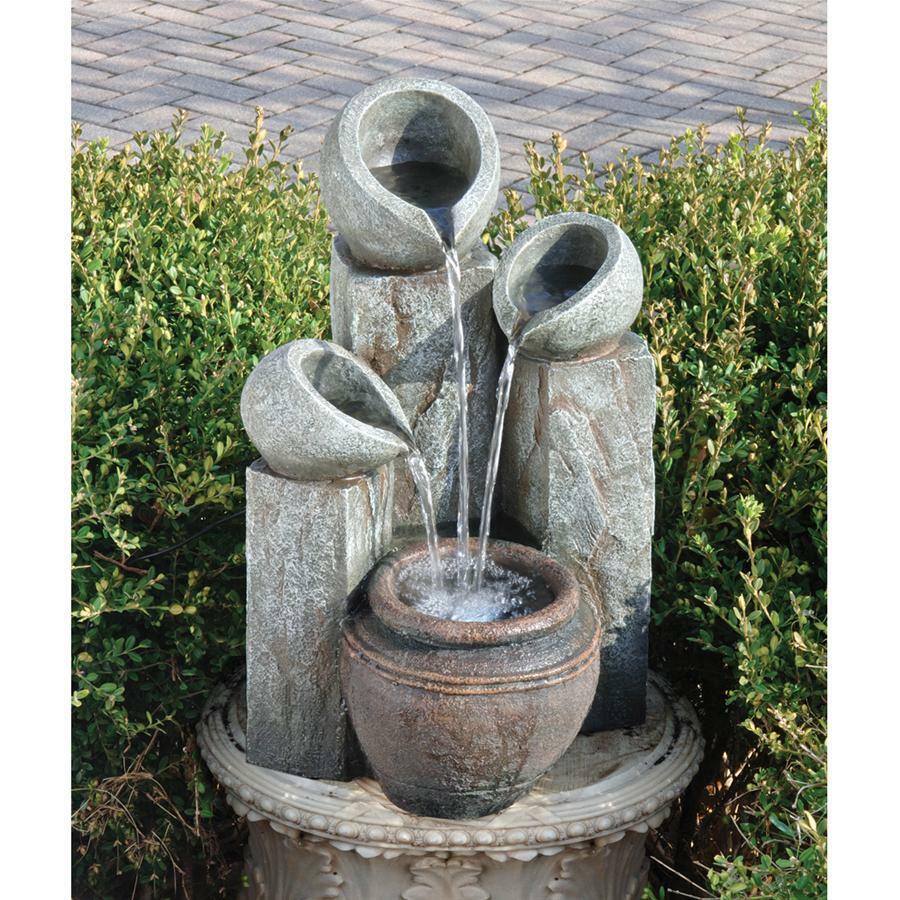 Indoor Outdoor Multi-Level Oasis Four Urns Flowing Cascading Water Fountain