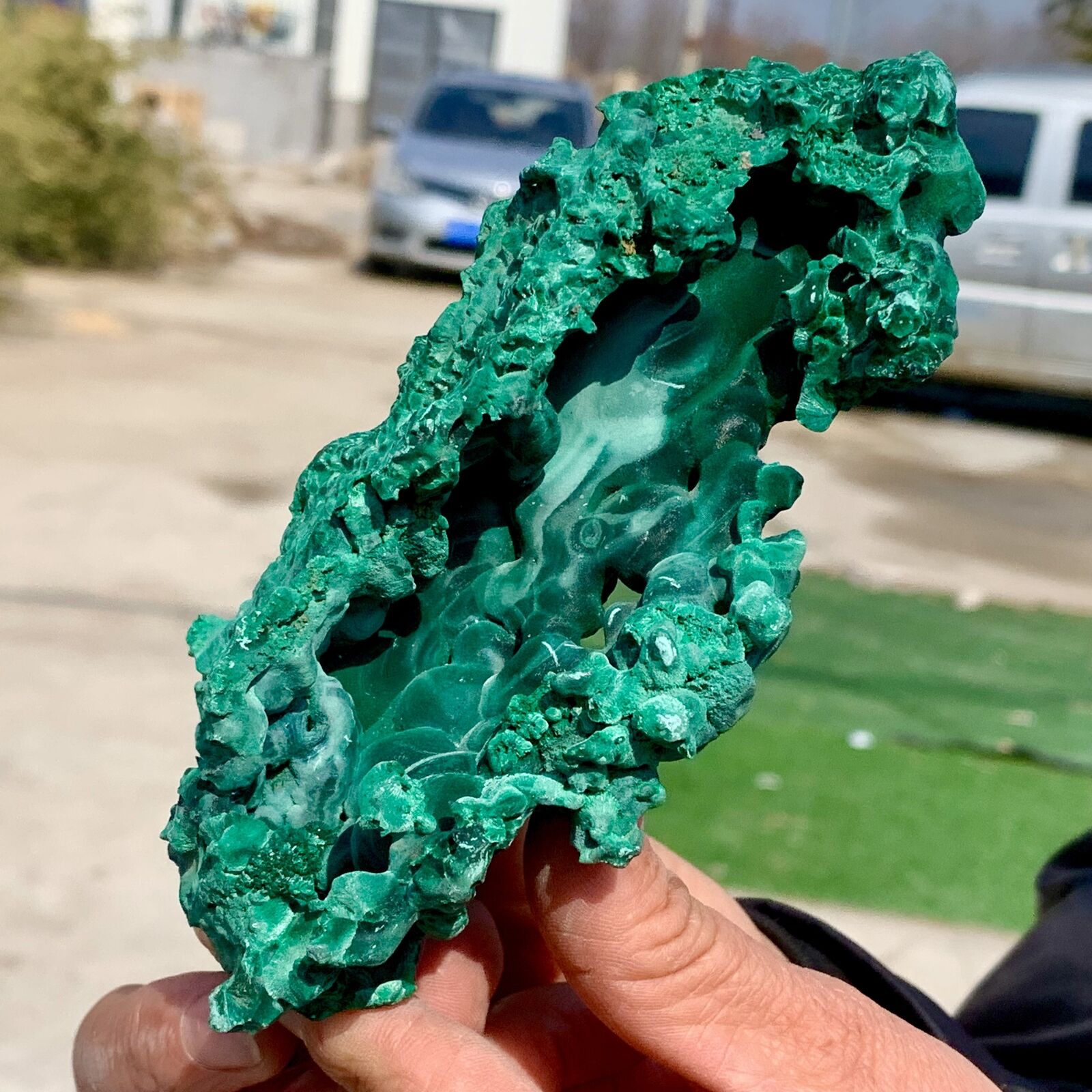 415G Natural glossy Malachite cat eyetransparent cluster rough mineral sample