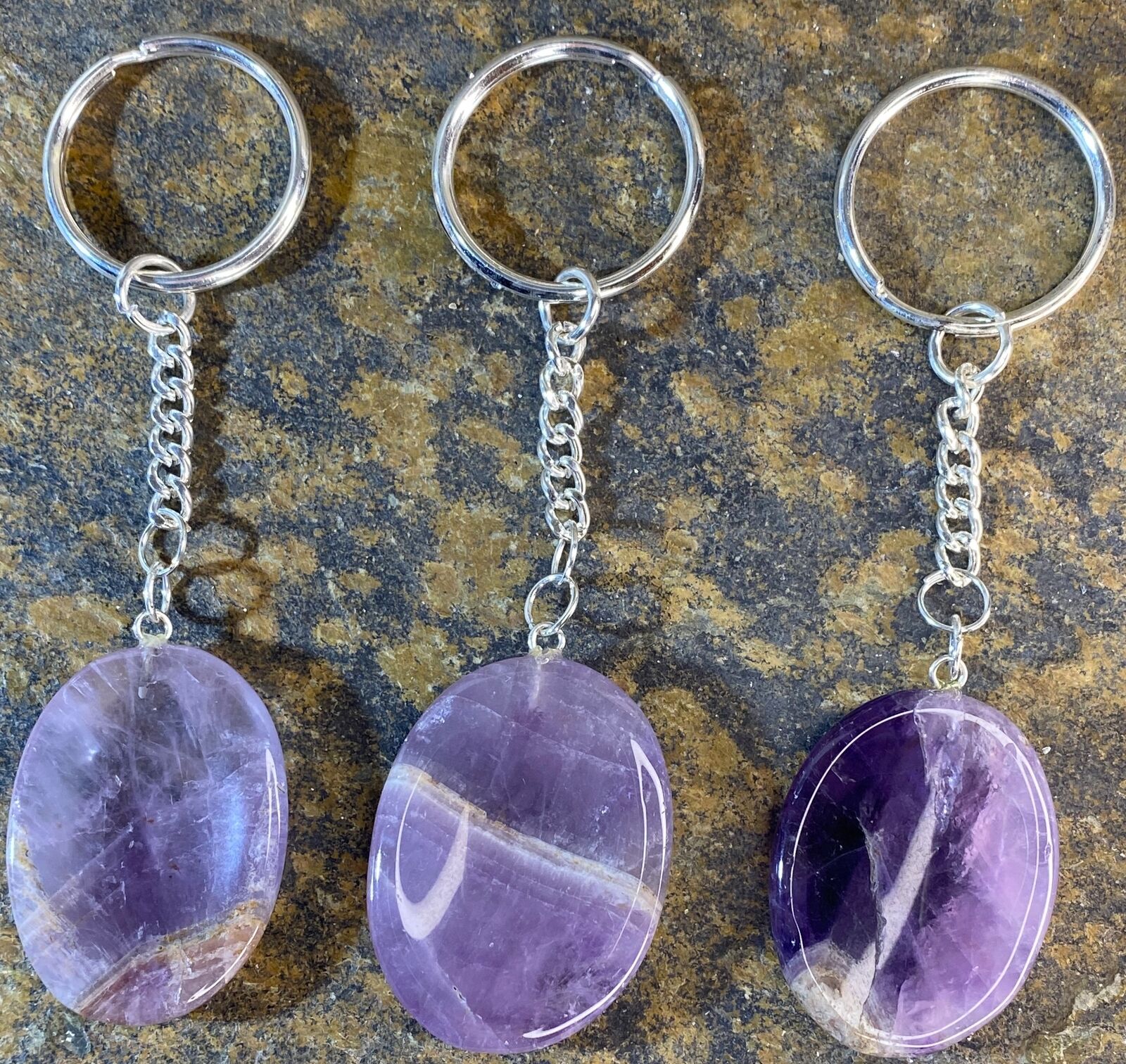 Amethyst Worry Stone  With Indent  Keychain  Spiritual Balance Protection 29363E