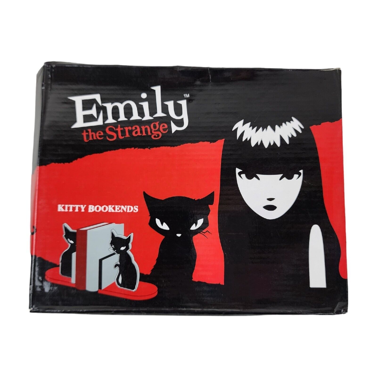 Emily the Strange Kitty Bookends Miles Nee Chee Black Cat Goth Red Comics Kitten