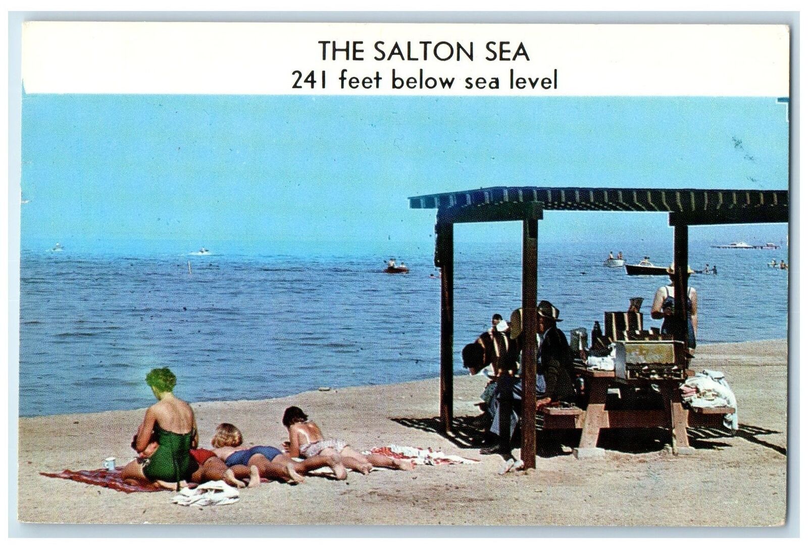 1961 The Salton Sea Boats And People Scene Phoenix Arizona AZ Posted Postcard
