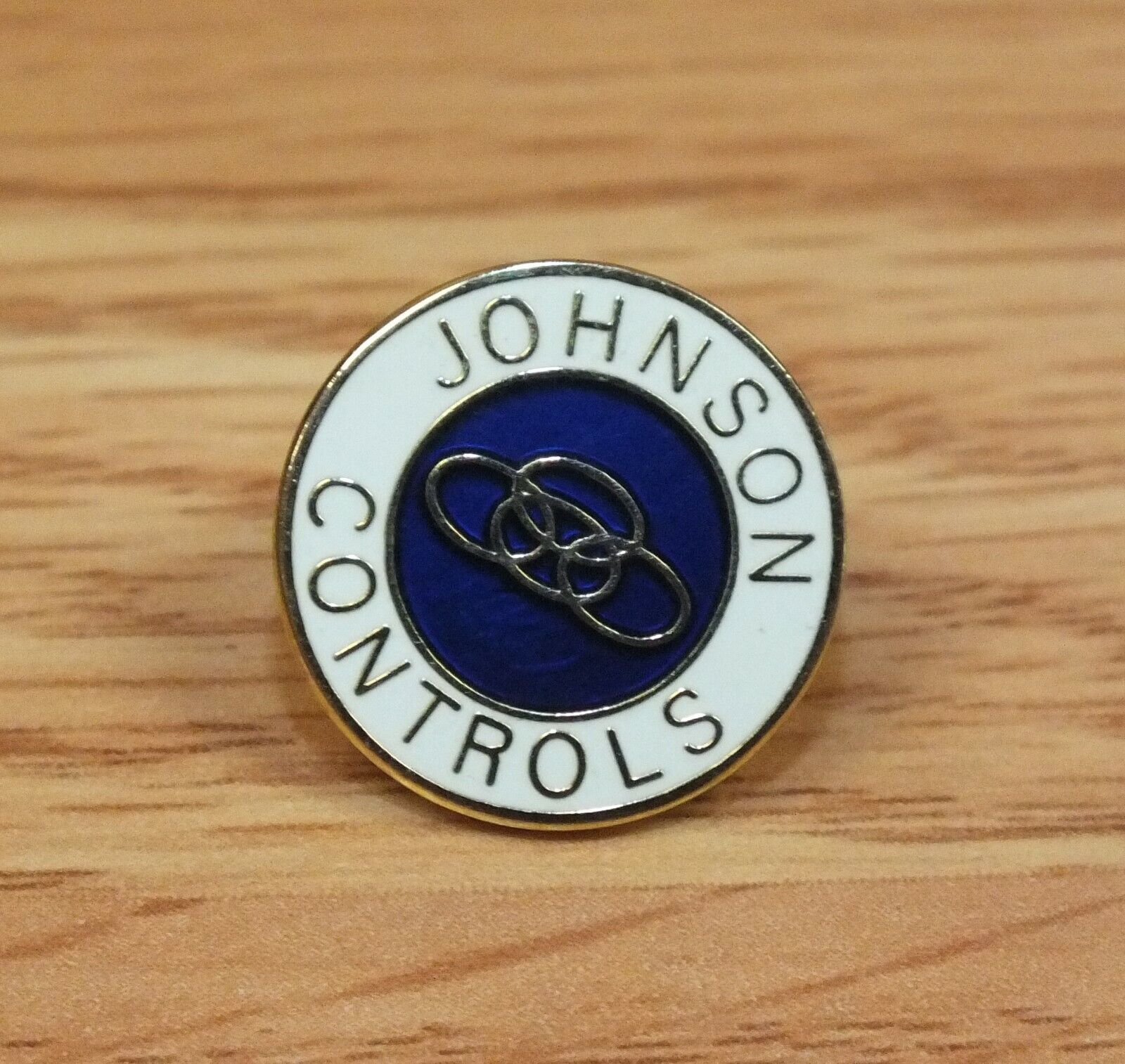 Johnson Controls Blue White & Gold Tone Collectible Advertising Pin / Lapel 