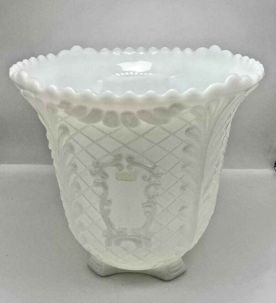 Vintage mid-century Napco Cleveland milk white opaque glass large Vase