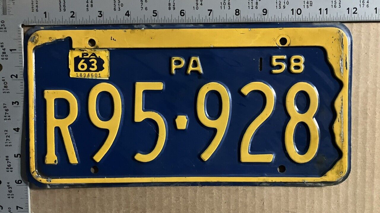 1963 Pennsylvania license plate R95-928 YOM DMV Ford Chevy Dodge 15115