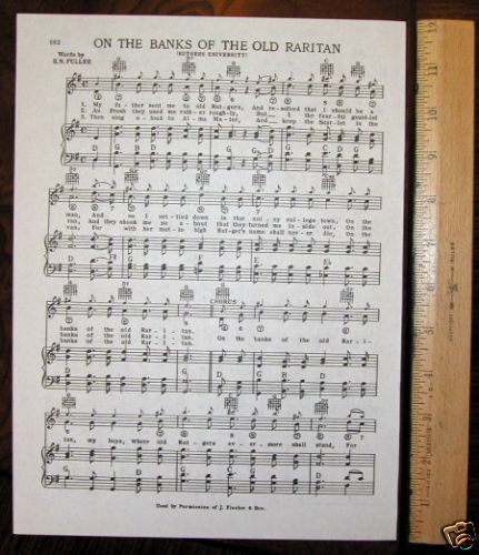 RUTGERS UNIVERSITY Vintage Song Sheet c1938 