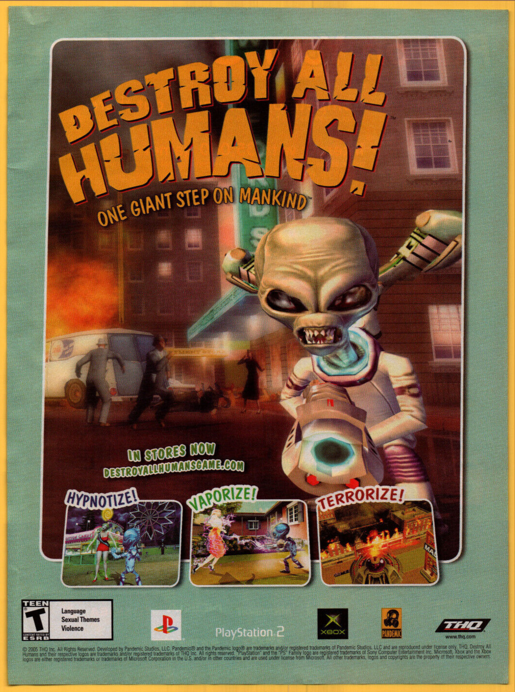 Destory All Humans One Giant Step Mankind Game Print Ad / Poster Promo Art 2005