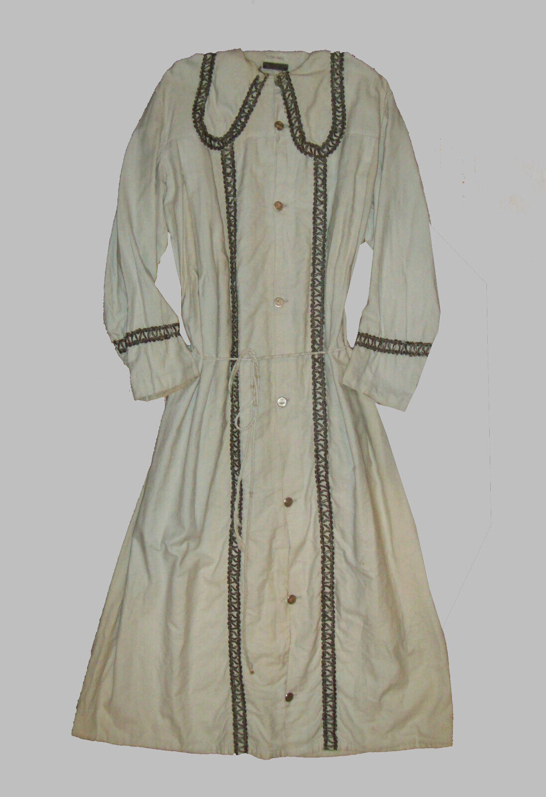 Old Antique Vtg C 1880s Odd Fellows Long White Cotton Lodge Fraternal Tunic Robe